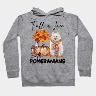 Fall In Love With Pomeranians Fall Pumpkin Thanksgiving Hoodie